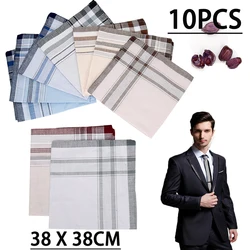 10/12Pcs Men's Handkerchiefs Soft Cotton Handkerchiefs Striped Square Handkerchiefs for Grooms Weddings Prom Celebration Party