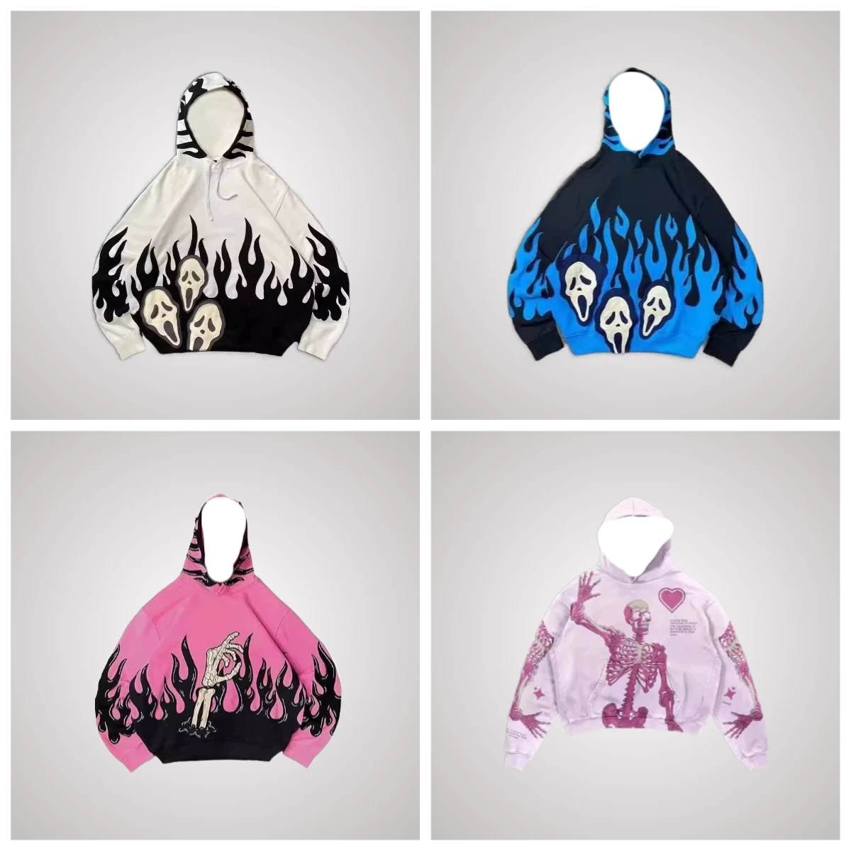 

New 2025/26 Latest Popular Hoodies Y2k Skull Street Trend 3D Autumn/Winter Adult Men's and Women's Large Pocket Hoodies