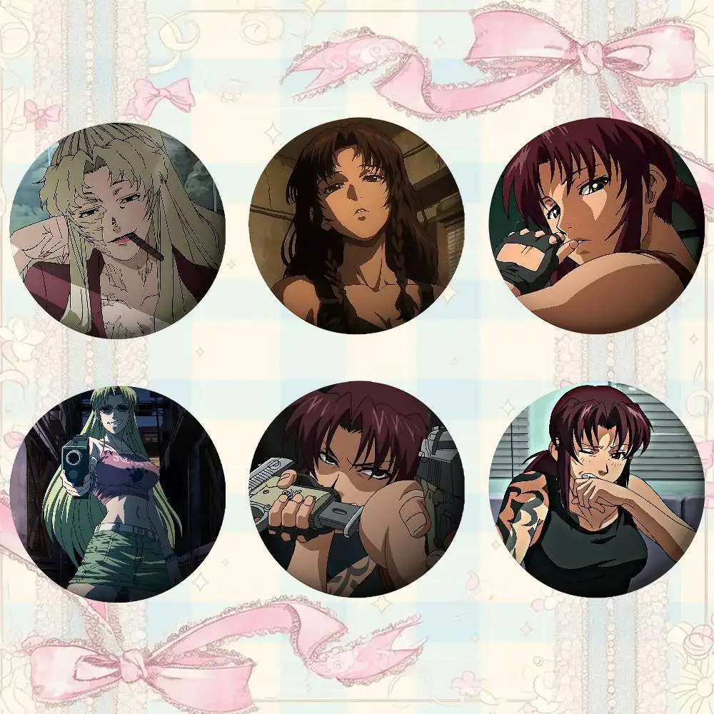 Anime BLACK LAGOON Brooches Stylish Ornament Pins Exquisite Round Badge Bag Accessories Jewelry Gifts
