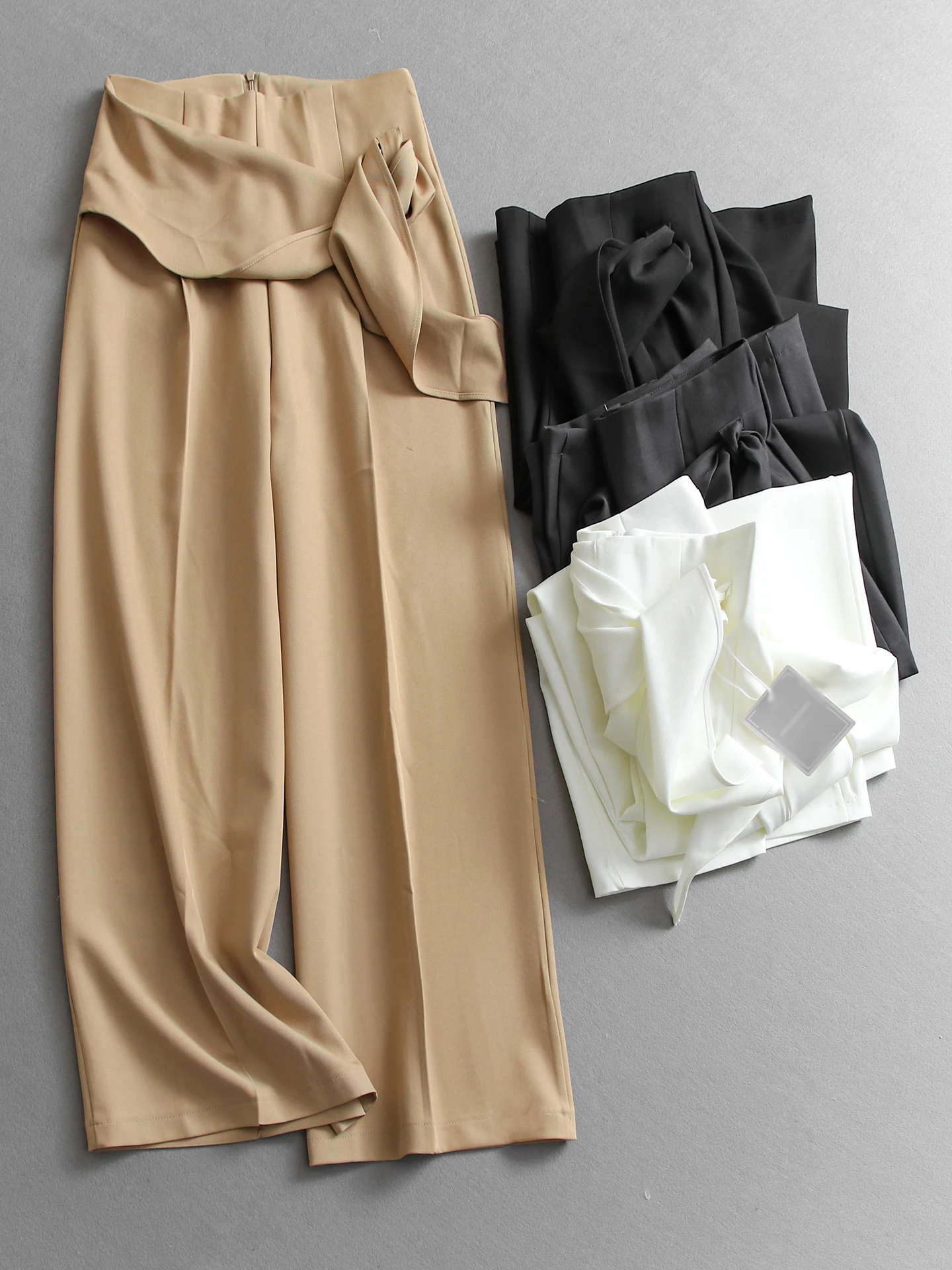 Comfortable High Waist Loose Wide Leg Casual Pants Women's Loose Drapey Belted West Pants Suitable for All Leg Types