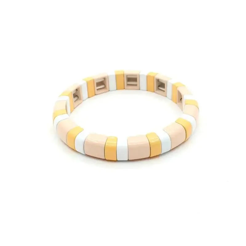 2024 Hot Selling Fashion Enamel Rainbow Bracelet Geometric Semicircle Matching Color Beach Vacation Beaded Accessory Jewelry