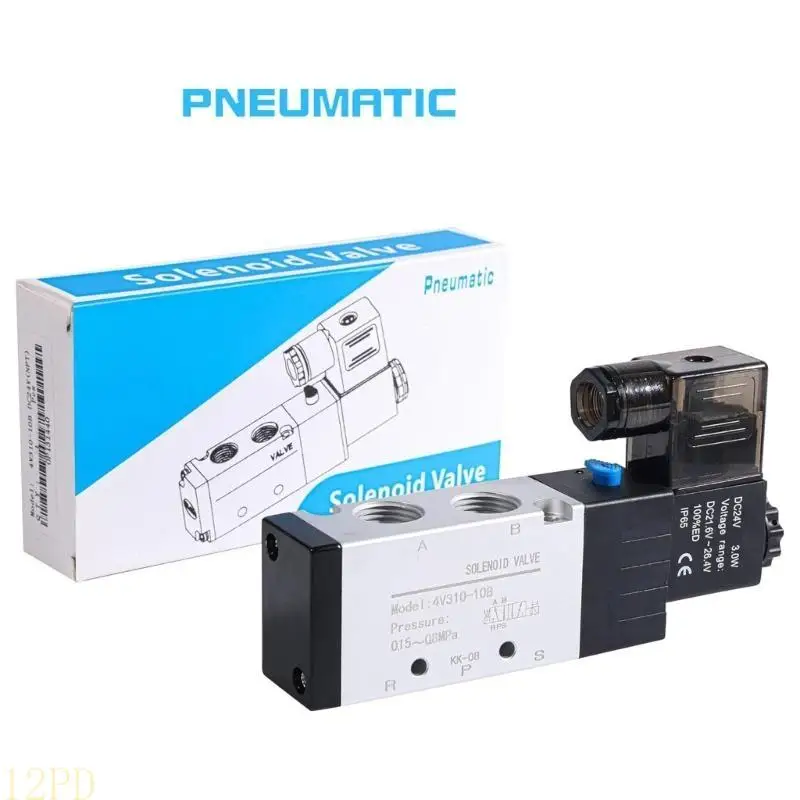 12PD Electric Control Air Gas Valves 4V310-10 24V Pneumatic Electric Solenoid Valves 5 Way, 2 Position Control