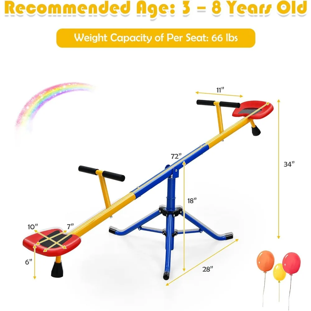 Kids Swivel Seesaw with 360 Rotation, Indoor Outdoor Play Equipment for Toddlers, Christmas Gift