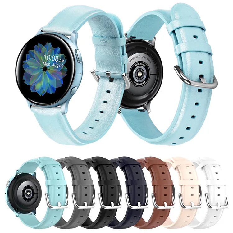 

Ремешок кожаный для Samsung Galaxy watch 3 4 5 Active 2 Amazfit GTR, прочный устойчивый к поту браслет для Huawei watch GT2