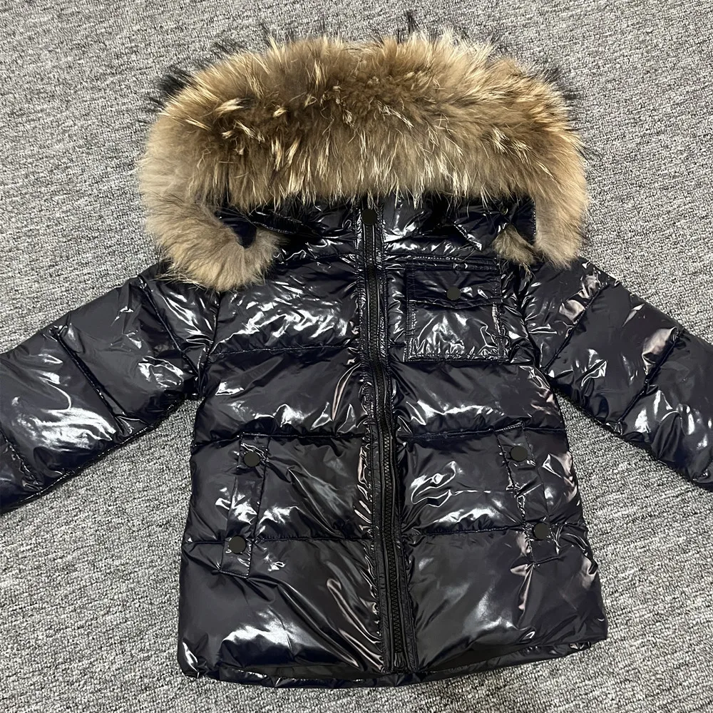 Fashion Girls Winter Down Coat Real Fur Collar Kids Warm Jacket For Baby Boys 1-13Years Outwear Children\'s Warm Snowsuit