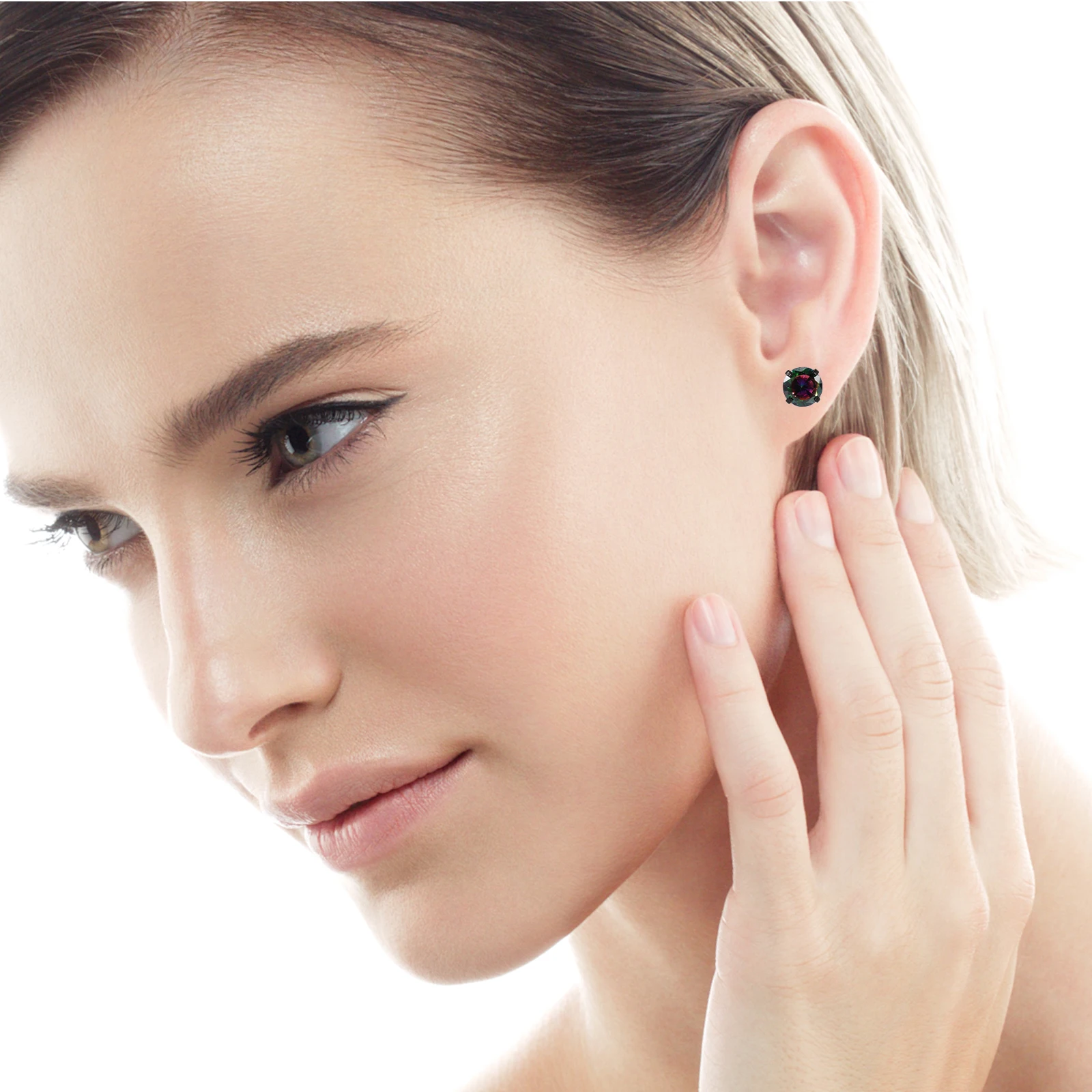 

3Pairs Zirconia Ear Studs Titanium Steel Earrings for Men Women Shiny Versatile Design Tiny Earrings Cubic Zirconia