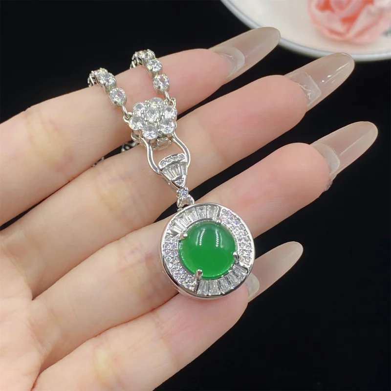 

Открытое кольцо из трех частей с натуральным зеленым халцедоном и агатом для женщин, элегантный роскошный комплект серег с подвеской