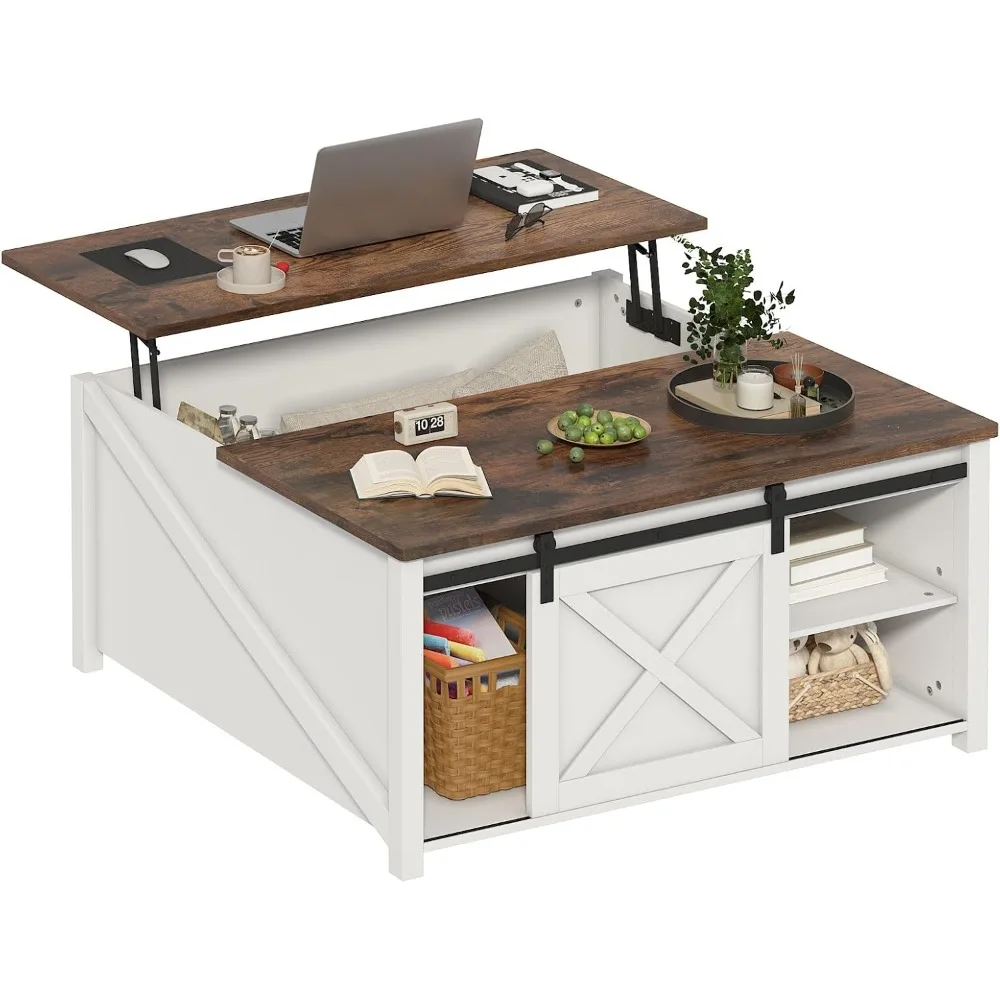 

Lift Top Coffee Table with Storage, 31.5 Farmhouse Coffee Table for Living Room, Square Coffee Tables with Large Hidden