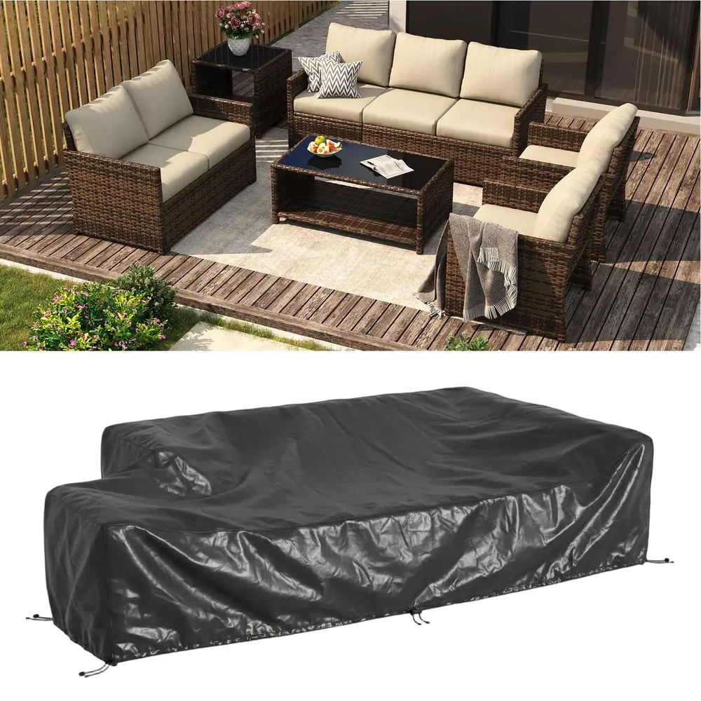 

Patio Furniture Set with Cover and Two Table, 7 PCS Outdoor Furniture for Garden, Patio Wicker Conversation Set for Deck Yard a