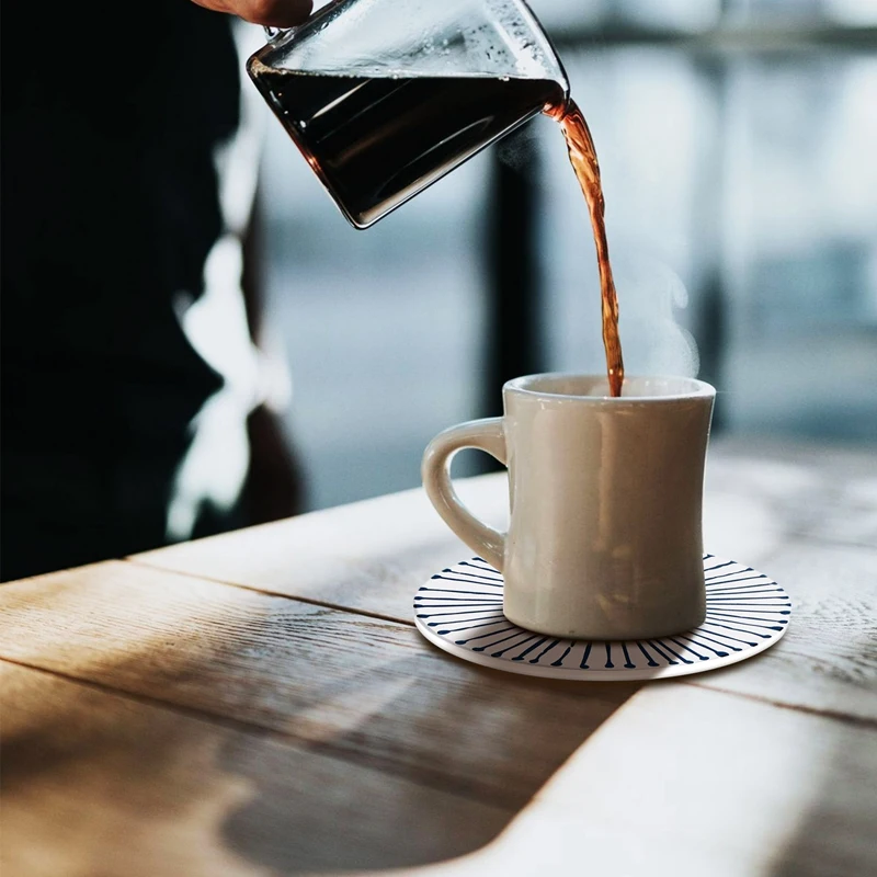 Pedra cerâmica com suporte de cortiça antiderrapante isolamento térmico tapete de mesa porta-copos absorventes para bebidas conjunto de 6