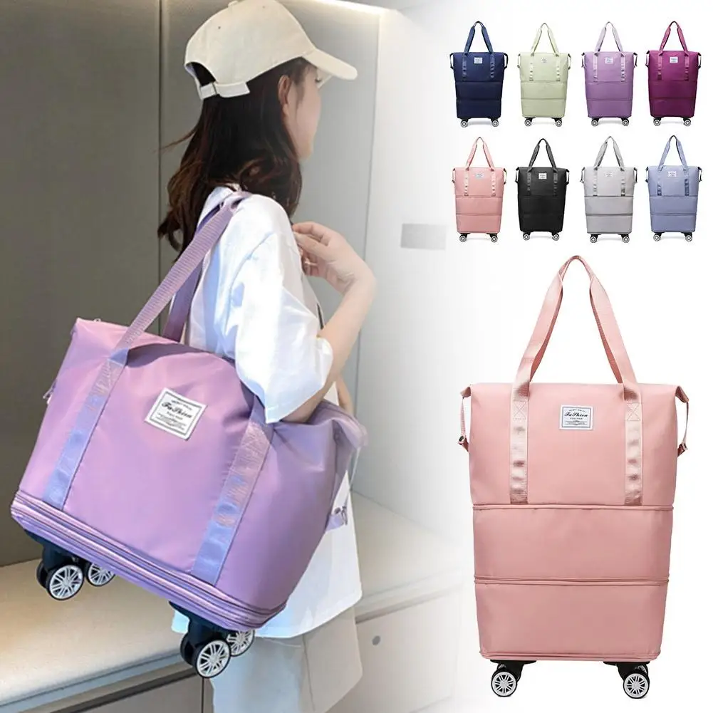 

Дорожная портативная сумка-чемодан большой вместимости с отсоединяемыми универсальными колесами, двухслойная, для ручной клади