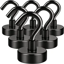 10 pack, black magnet hooks, 25 pound strong magnet hooks, heavy duty epoxy coating, magnetic cruise hooks for refrigerators