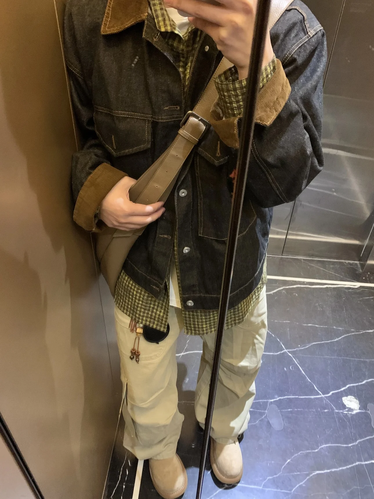 

American Retro Barn Sle Men's Casual Workwear Vintage Patchwork Color Collar Jaet Bla Denim Coat Autumn Season