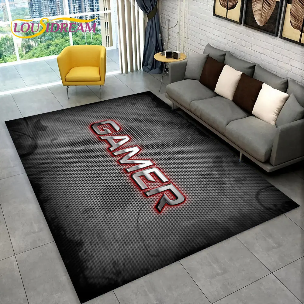 

3D Cartoon Gamer Game Over Area Rug,Carpet Rug for Living Room Bedroom Sofa Playroom Doormat Decor,Kids Play Non-slip Floor Mat