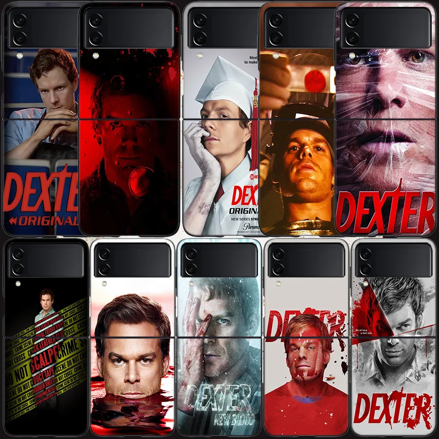 Programa de tv dexter morgan caso de telefone para samsung z flip 7 6 5g galaxy z flip 5 4 3 preto duro capa celular luxo pc escudo coque