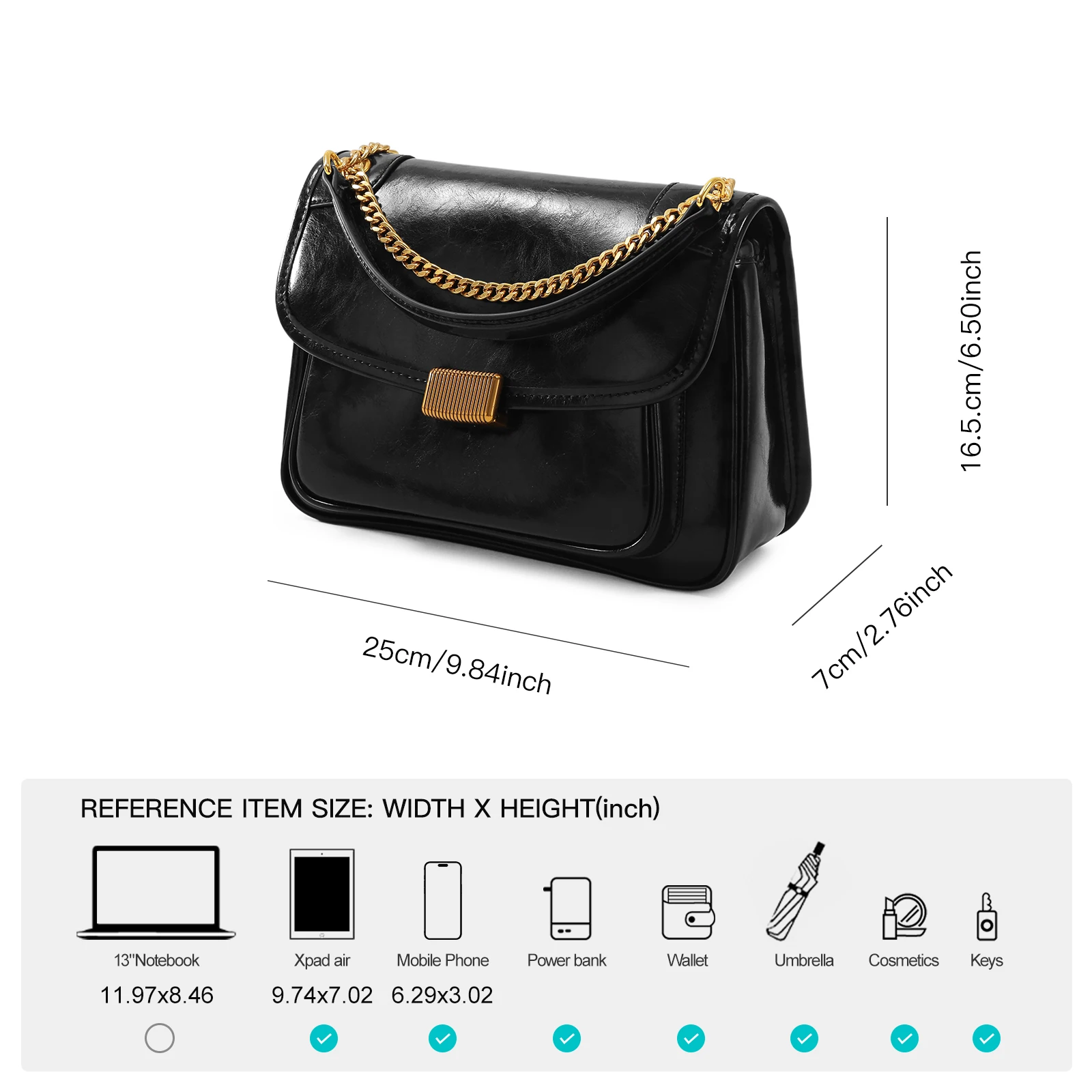 ITAMOOD Vintage Leather Messenger Bag, Large Capacity Luxury Single Price Bag, Chain Shoulder Crossbody Bag