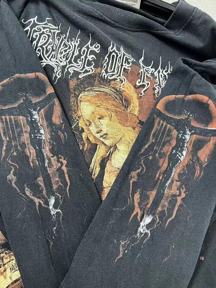 موضة ريترو باند عادية فضفاضة بأكمام طويلة الرجال الشارع الأمريكي الهيب هوب Harajuku Y2K موضة المتضخم الجولة الرقبة المرأة