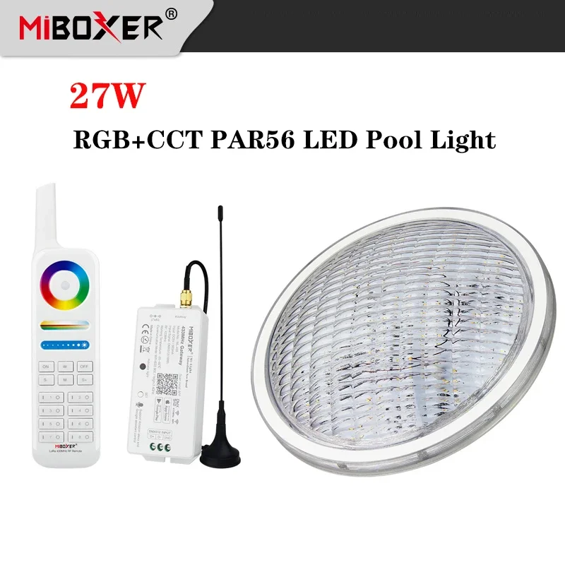 

Miboxer 27W RGB+CCT Underwater PAR56 LED Pool Light led Lamp Waterproof IP68 433MHz Remote Controller Control