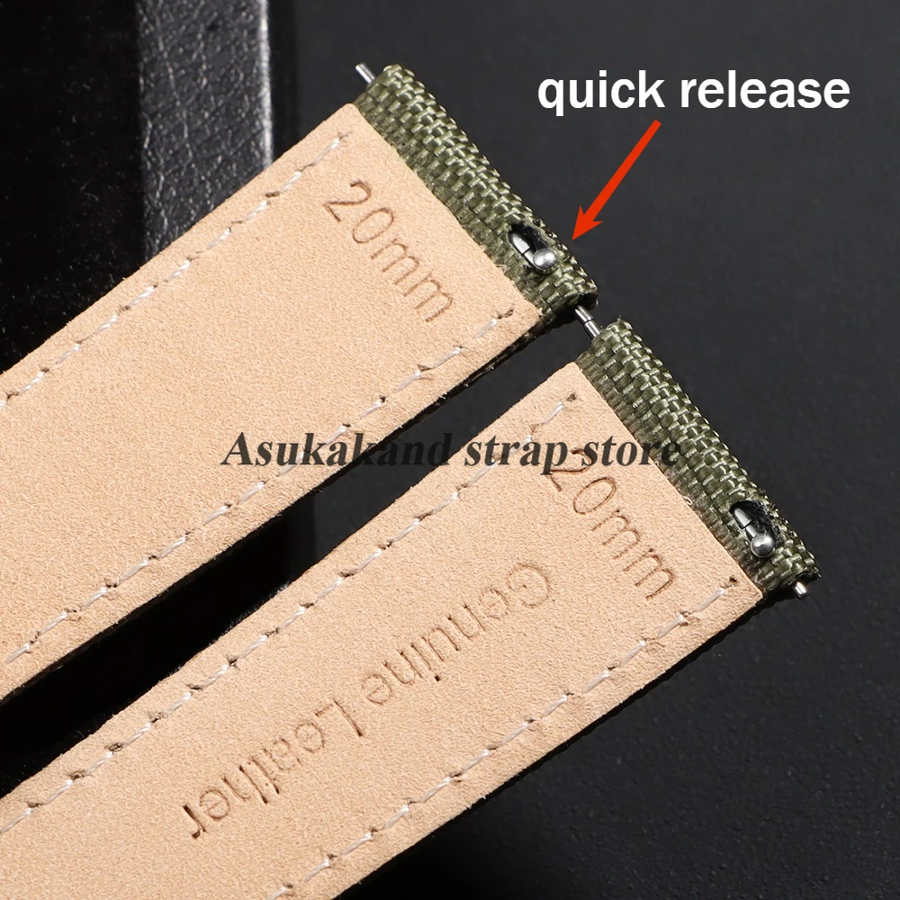 Cinturino in pelle di nylon da 20 mm per Huawei GT5/4/3/2 a sgancio rapido 22 mm per Samsung Galaxy7/6/5/4 per cinturino sportivo Swatch uomo donna