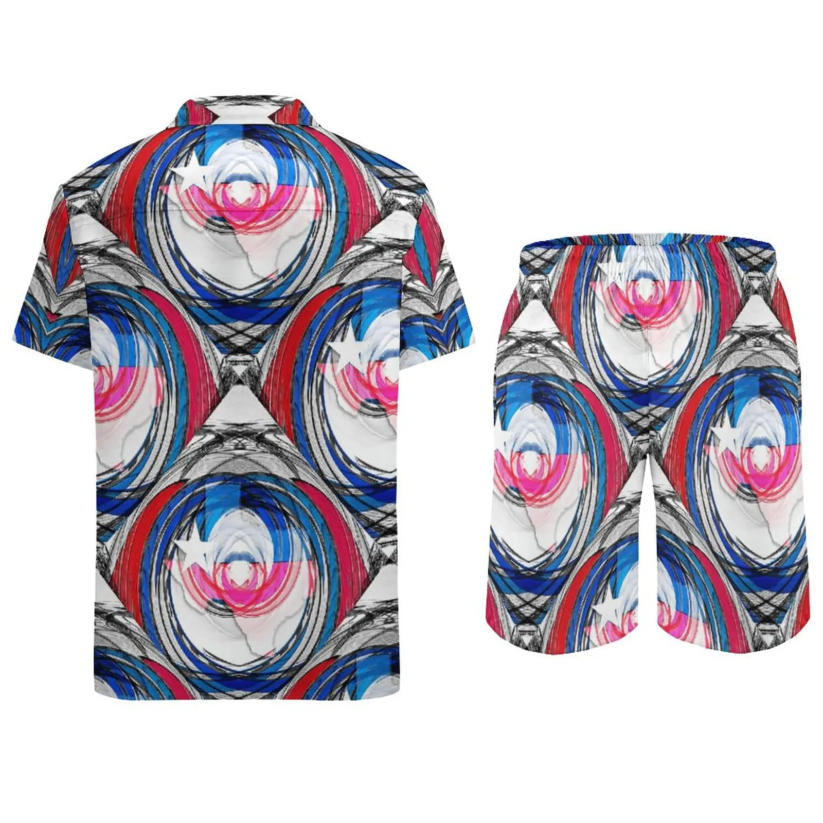 2 Stuks Pantdress Texas Vlag Abstracte Vortex Hoge Kwaliteit Mannen Strandpak Grafische Cool Strand Usa Size