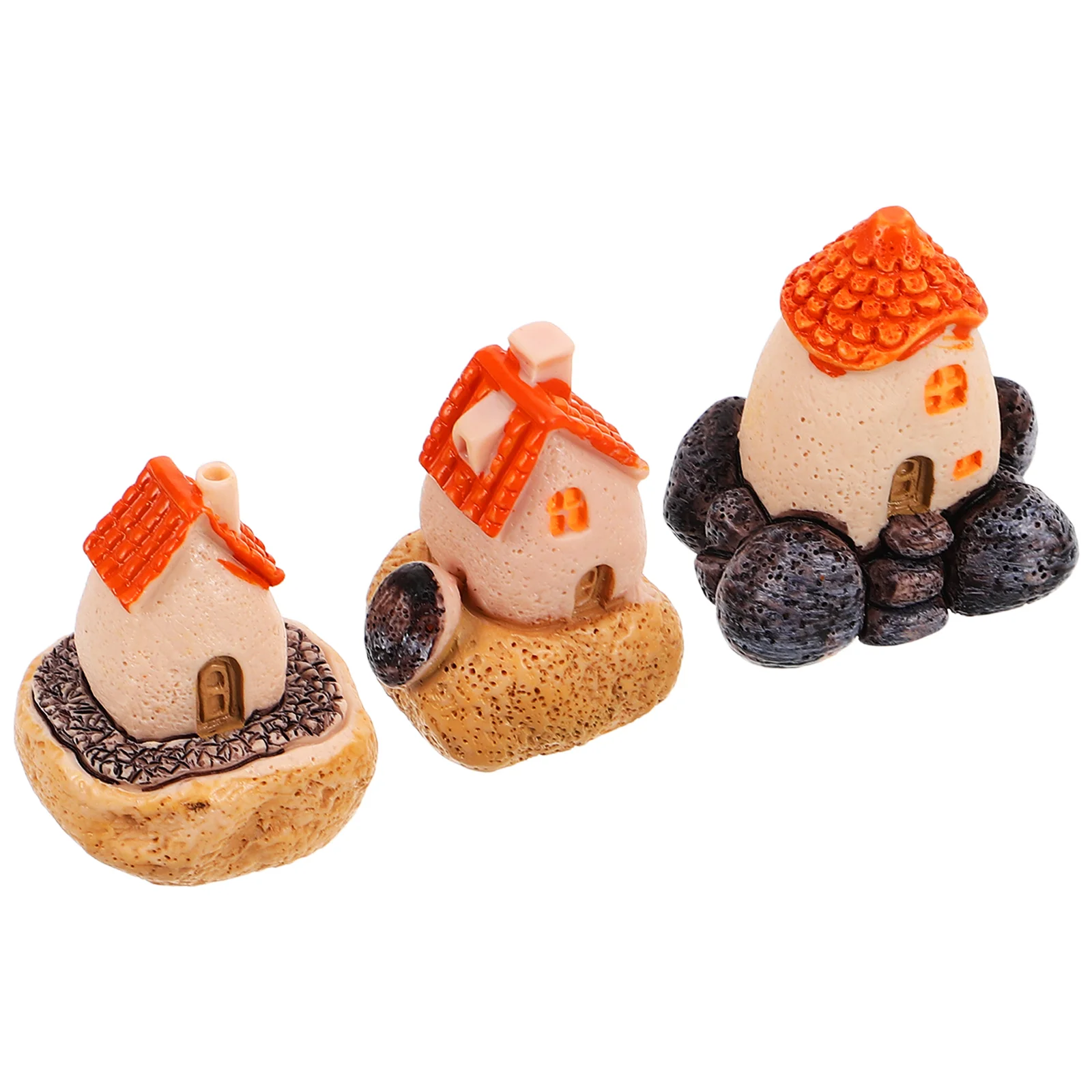 

3 Pcs Number Micro-landscape Decorative Accessories Toys Resin Tiny House Figure