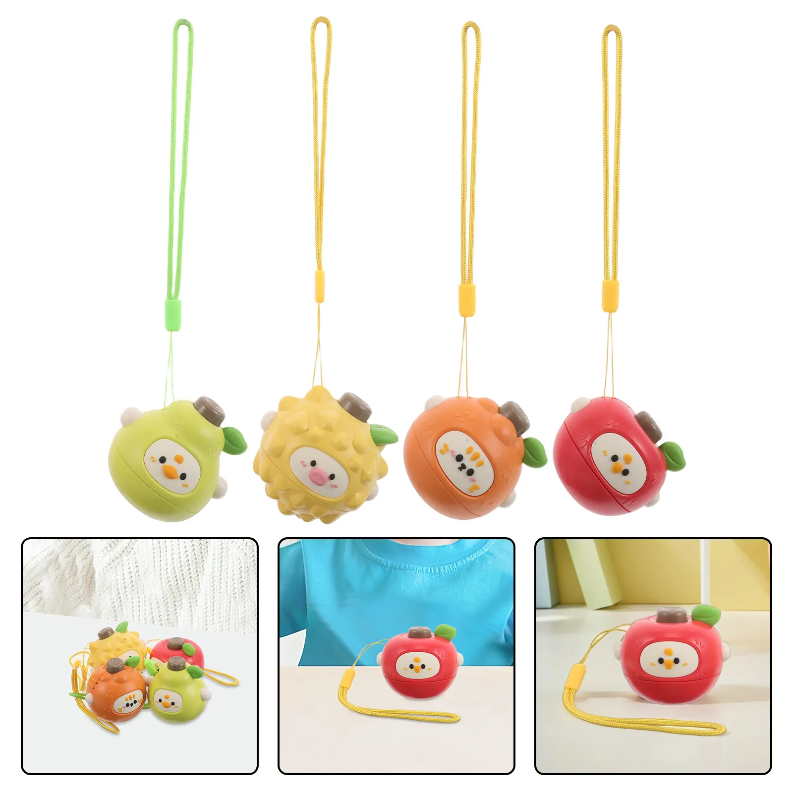 4Pcs Fruit Spinning Top Educational Game Interactive Hand Eye Coordination Kindergarten Classroom Party Favor Learning Gift