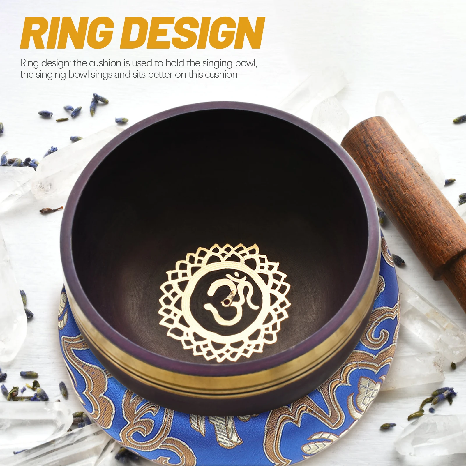 

4pcs Buddha Music Cushion Large Singing Bowl Mat Ring Design Meditation Pad Cotton Cloth Base Ring- Enhancing