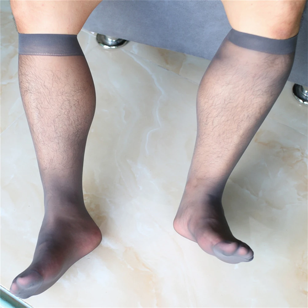 Vêtements hommes chaussettes robe soirée été Transparent Tube chaussettes vêtements d'affaires costume messieurs cadeaux haute élastique