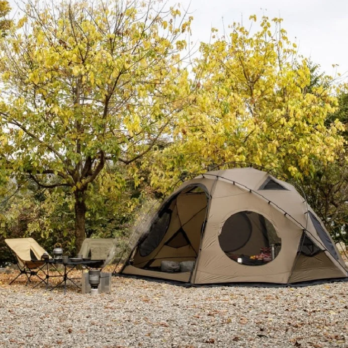 

Уличная утолщенная штормоустойчивая двухслойная палатка для кемпинга из алюминиевого сплава с индивидуальной конфигурацией, семейная, на стойках, хит продаж