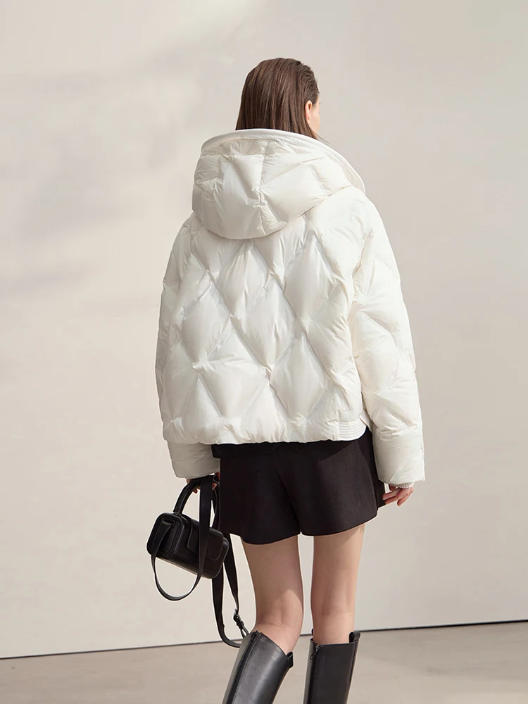 AMII Women's Jacket Coat 2025 Winter New Warm Commuter Hooded Down Jackets Woman Straight Solid Loose Long Sleeve Top 12554021