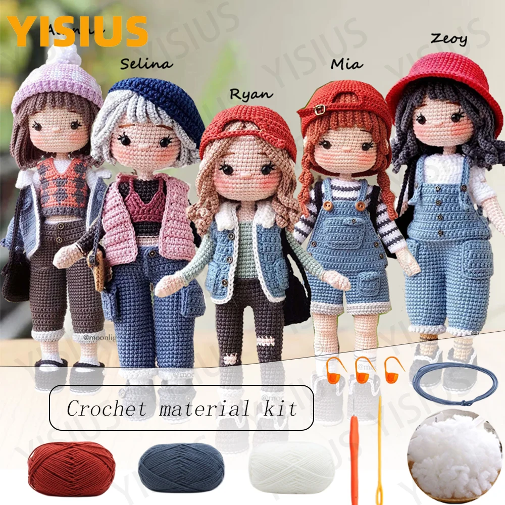 Crochet Girls Amigurumi Crochet Doll Hook Material Set Knitting Yarn For Home Accessories Pattern Craft Art Handmade Ornaments