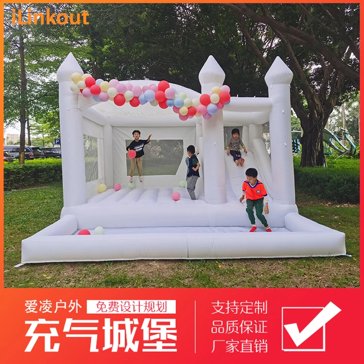 Indoor white children inflatable home castle small European and American birthday party wedding trampoline trampoline toy