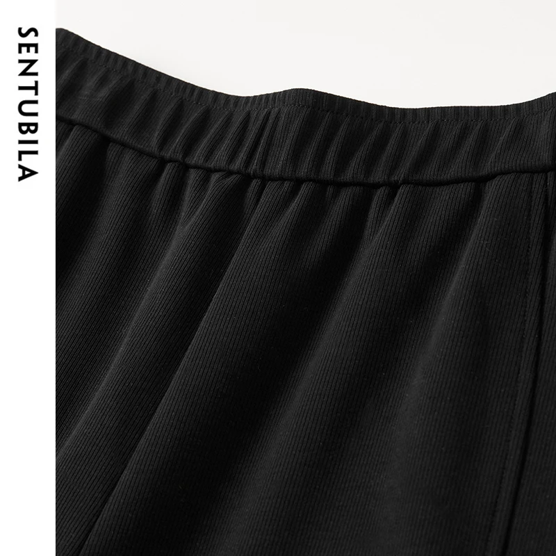 SENTUBILA Straight Womens Pants 2025 Spring Modal Casual High-waist Slit-hem Full Length Comfort Office Trousers 151K59343