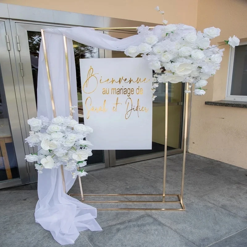 

Wedding Arch Square Backdrop, Balloon Stand, Shiny Metal, Gold Plating, Outdoor, Artificial Flower, Door Shelf Frame, 1Pc