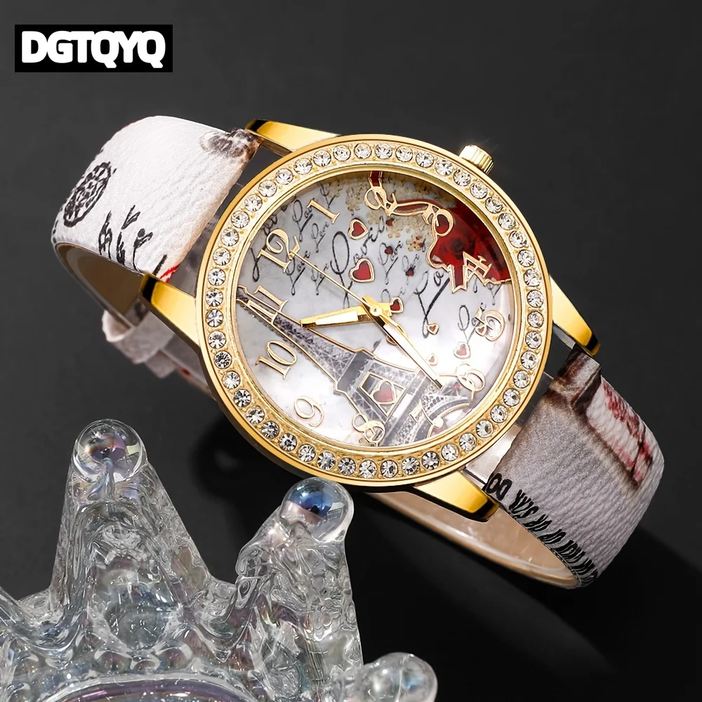 5Pcs/Set Fashion Women's Watch European and American Classic Retro Quartz Watch with Exquisite Beaded Bracelet Set