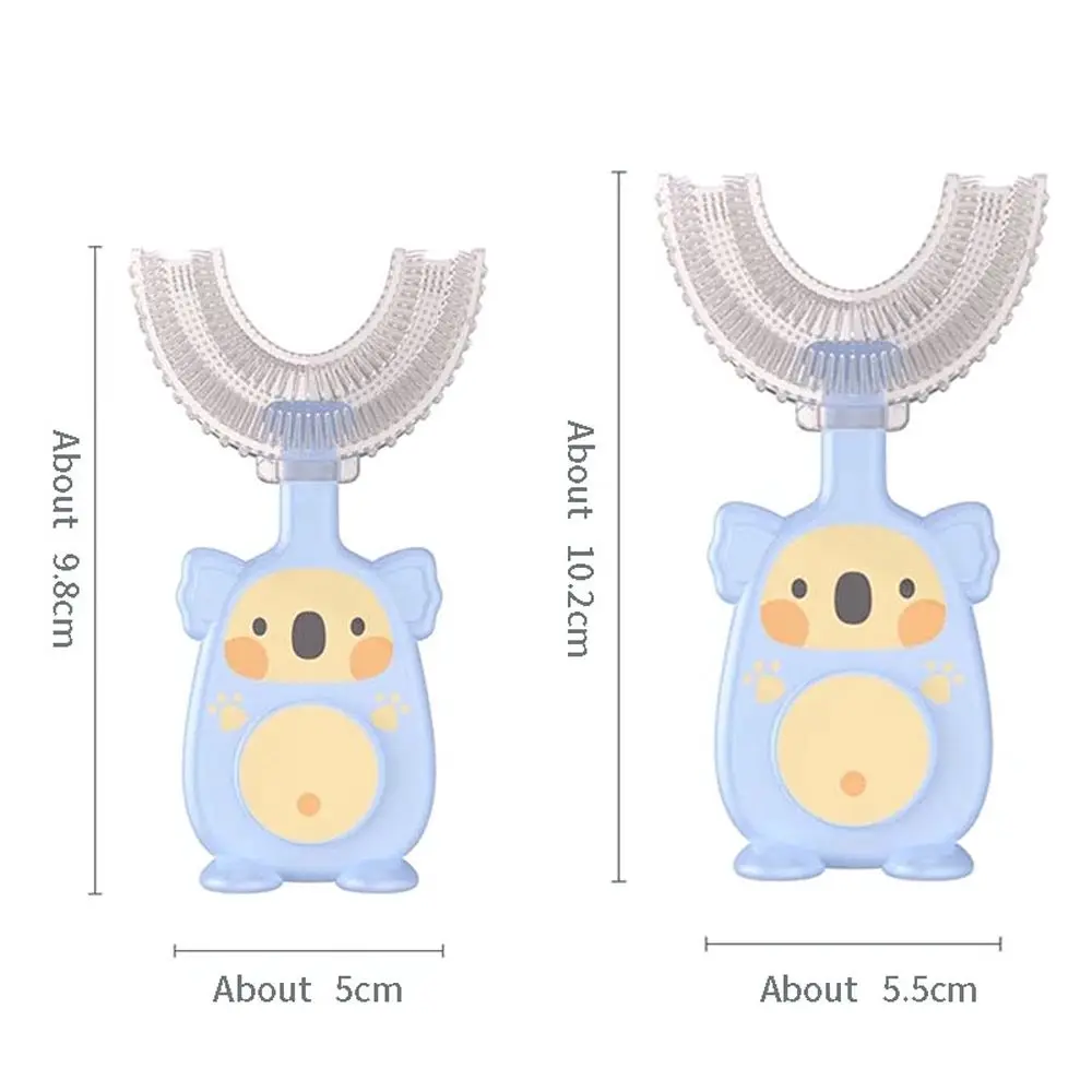 Меховой мультяшный узор для маленьких детей, ручная U-образная детская зубная щетка на 360 градусов, детская силиконовая зубная щетка, очиститель зубов, уход за полостью рта