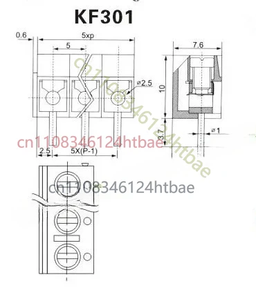 500PCS KF301-2P KF301-5.0-2P KF301 Screw 2Pin 5.0mm