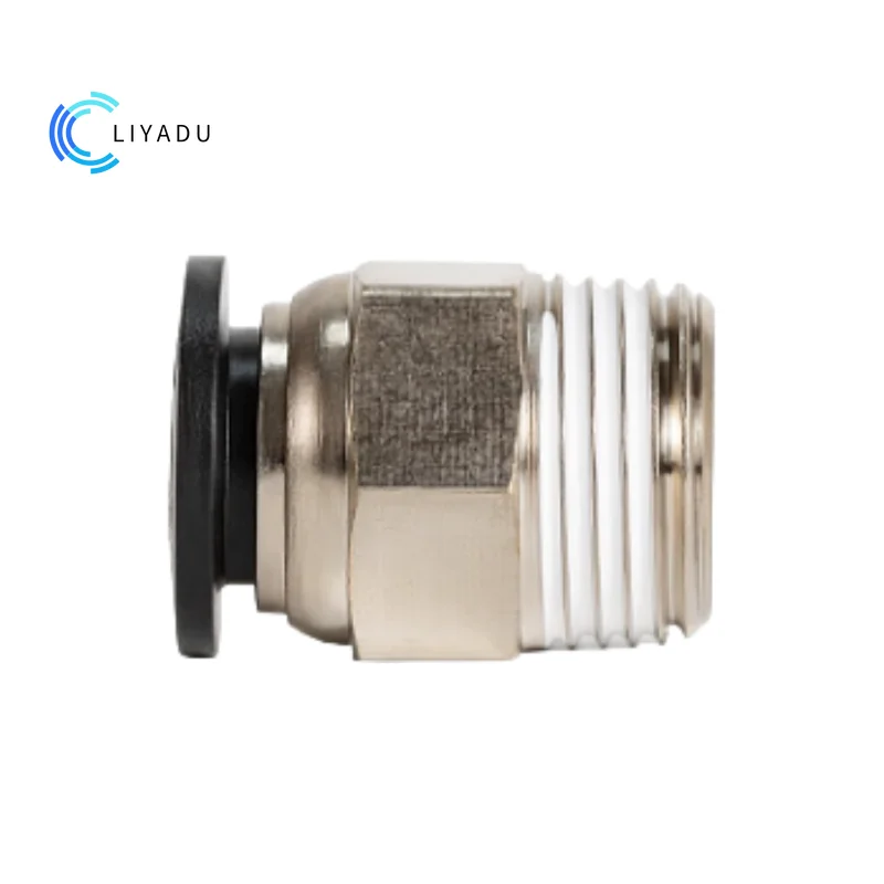 PC Series Pneumatic Male Connector PC6-01/PC6-02/PC8-02 1/8-1/4 PT Thread Push-in Fitting for 4 6 8 12 1016mm Tubing - Black PC
