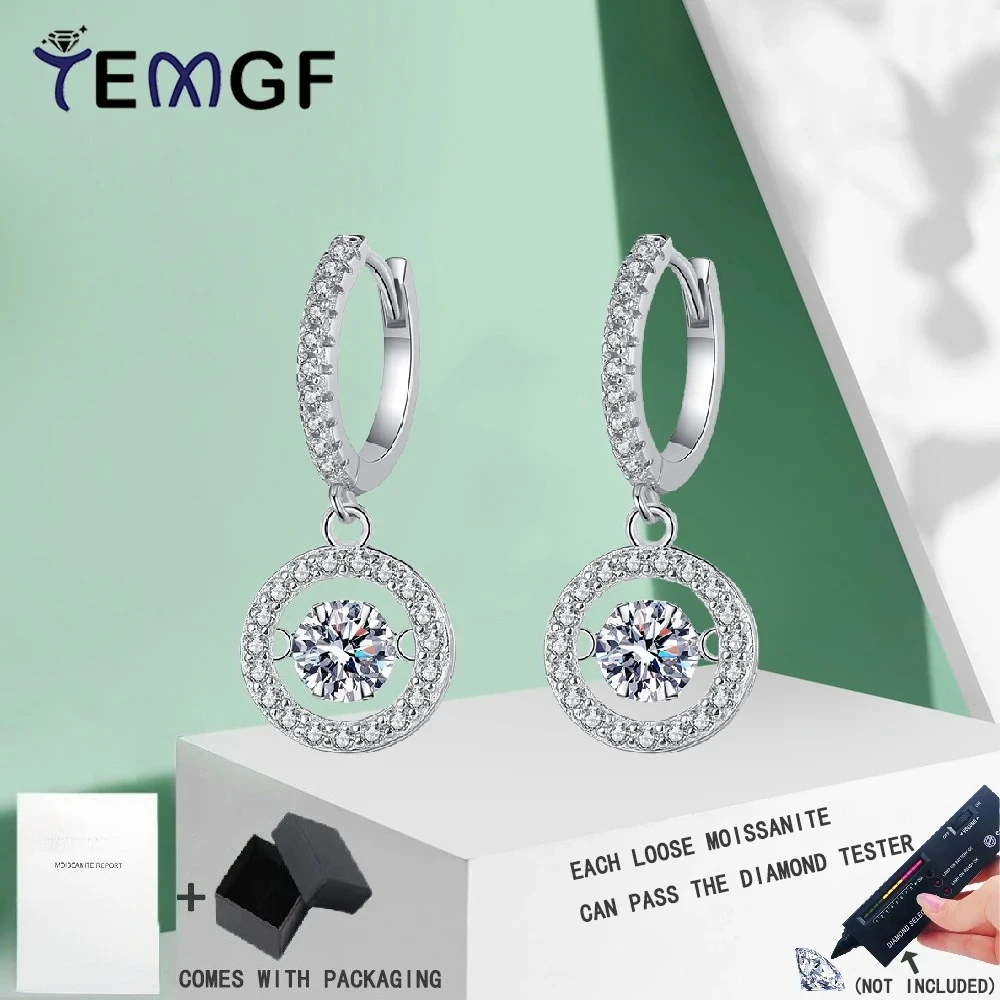 

TEMGF Moissanite/Zircon Drop Earrings 100% S925 Sterling Silver Fine Jewelry for Women Girls Sparkling Ear Studs Birthday Gifts