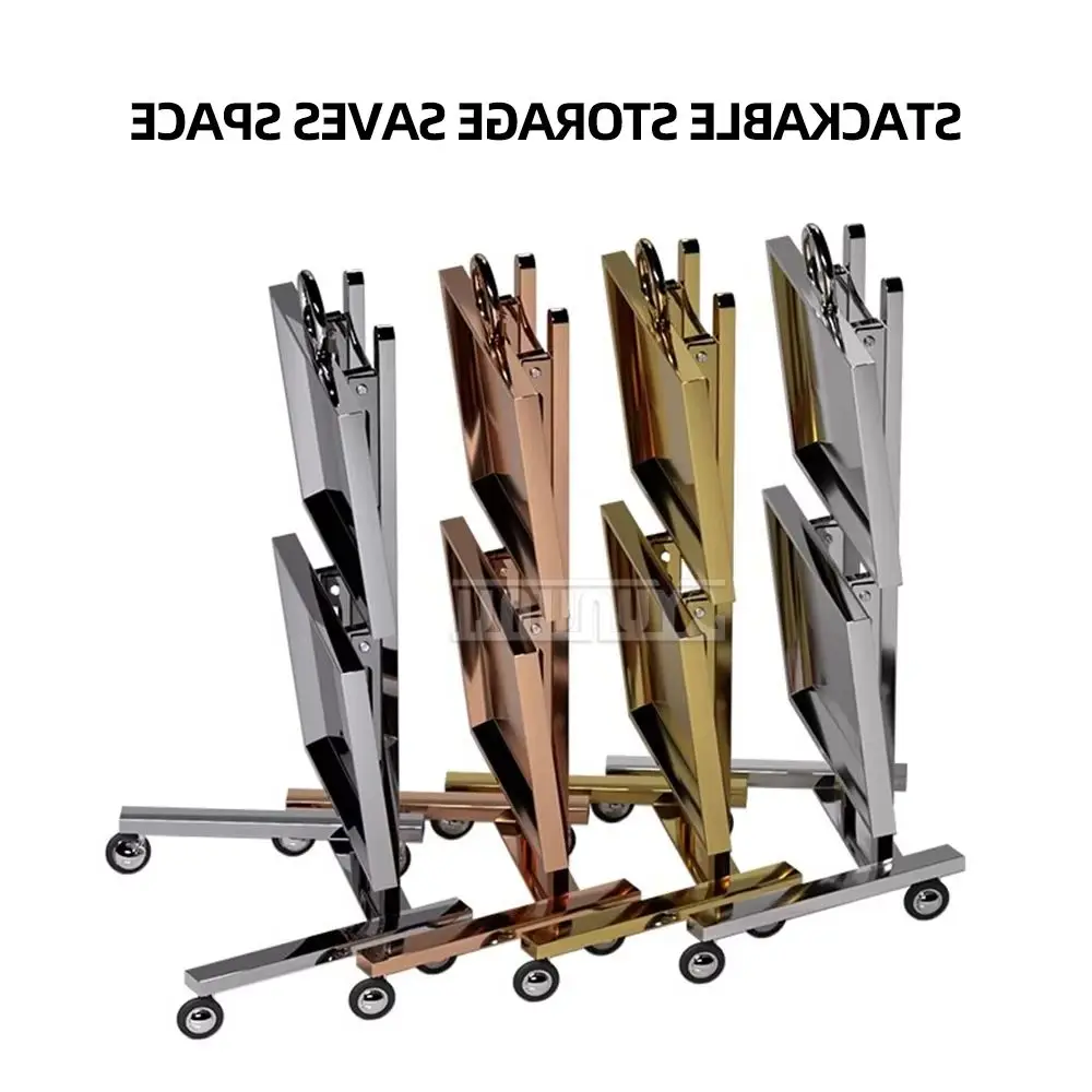 

Foldable Tool Cart Stainless Steel Beauty Salon/Barber Shop Trolley Storage workbench supermarket 2-tier tool cart