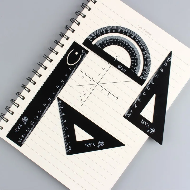 Alumínio Alloy Angle Ruler, Alumínio Alloy Transferidor, Triângulo Régua, Multifuncional Medição Ferramentas Set, Square Goniometer, 4 em 1