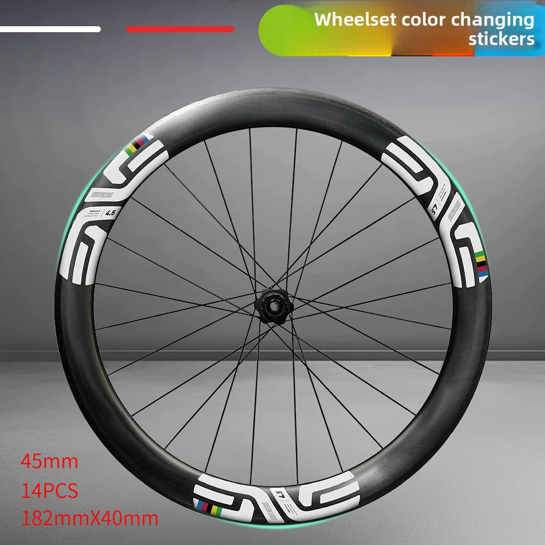 14-teiliges Set für 2024 Rainbow of Bogacharumbadi ENVE SES 4.5 Rennrad-Laufradsatz, Aufkleber zur Farbänderung an Felgen und Naben