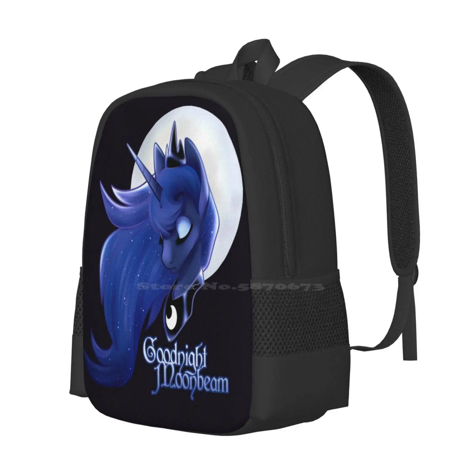 Bolsas escolares Moonbeam, mochila de viaje para ordenador portátil, Princess Luna Mlp My Little Goodnight Moonbeam Lunar sleeping