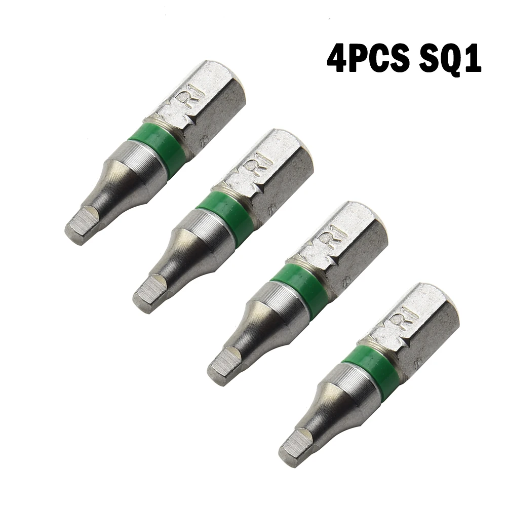 

4pcs Square Head Screwdriver Bits SQ1 SQ2 25mm 6.35mm Hex Shank Magnetic Batch Head Screwdriver Bit