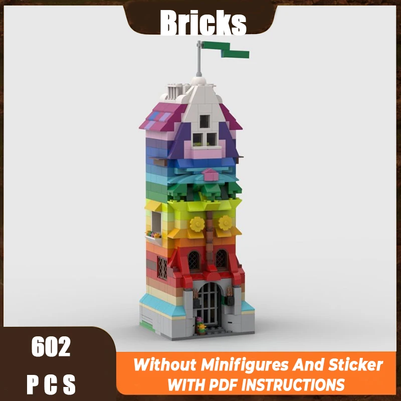 

Exquisite new product MOC building block street view model rainbow tower technology modular children's toy DIY assembly set