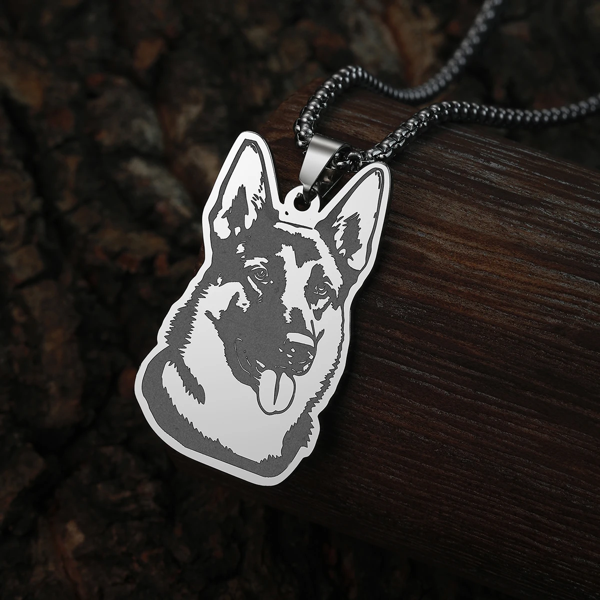 Chandler Stainless Steel Cartoon German Shepherd  Necklace Pendant Simple Jewelry Animal Charm Birthday Party Chain Choker