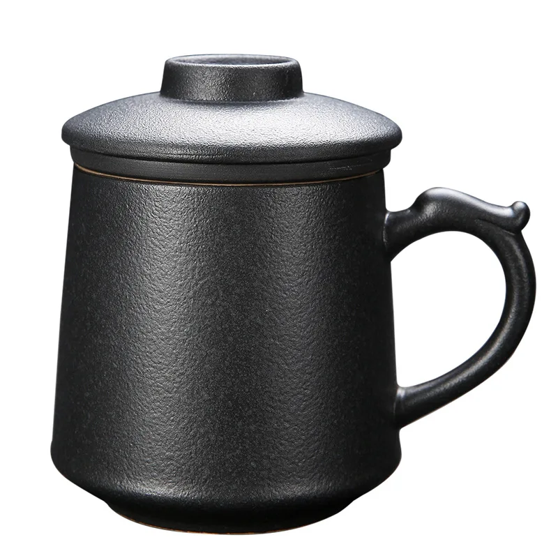 Large Capacity Ceramic Mug Filter Tea Cup with  Handle and Lid
