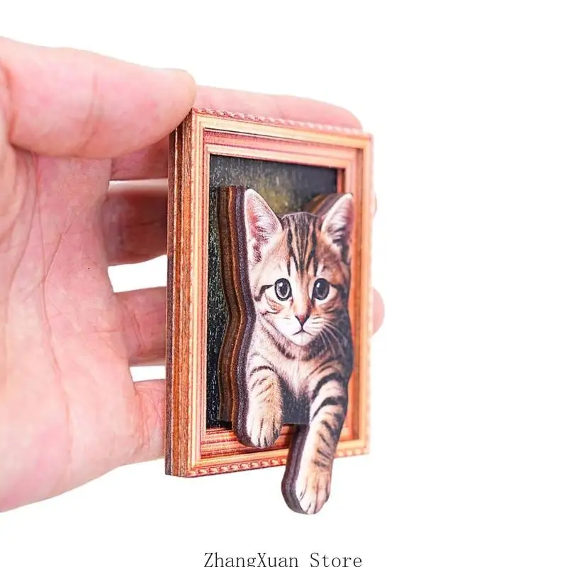 Gerahmte 3D-Katzen-Kühlschrankmagnete für Küchendekorationen, Holzakzent für Schließfächer, Whiteboards und Home-Office-Display – Detail 9