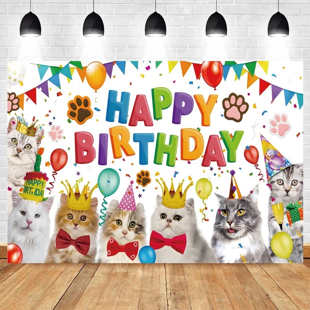 แมวสุนัขสัตว์เลี้ยง Birthday Party ฉากหลังการถ่ายภาพ Let's PAW-TY บอลลูนพื้นหลังถ่ายภาพ Photocall สตูดิโอถ่ายภาพ