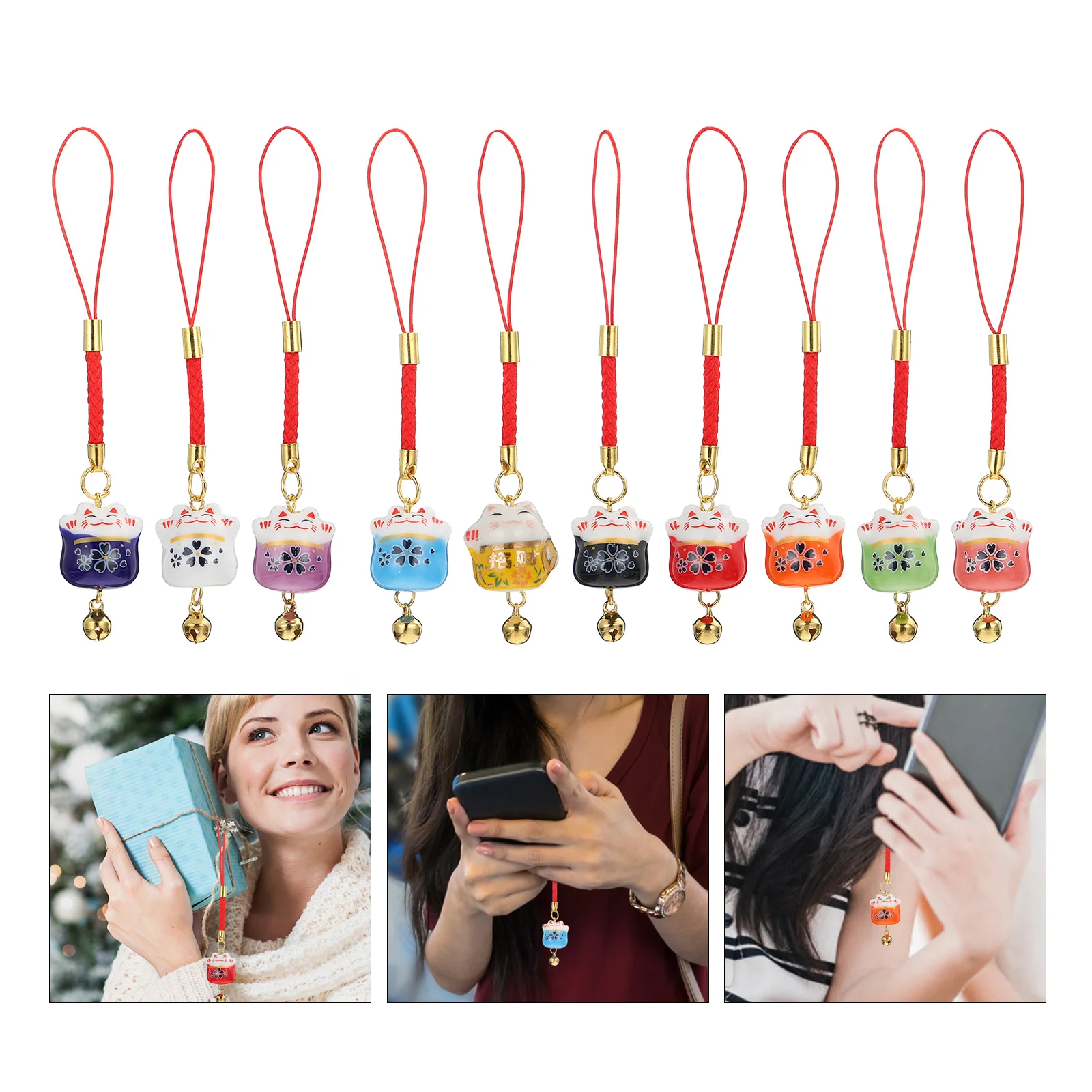 

Mobile Phone Chain Cat Hanging Decor Auspicious Bag Lanyard Stylish Bright Individual Phone nament Gift